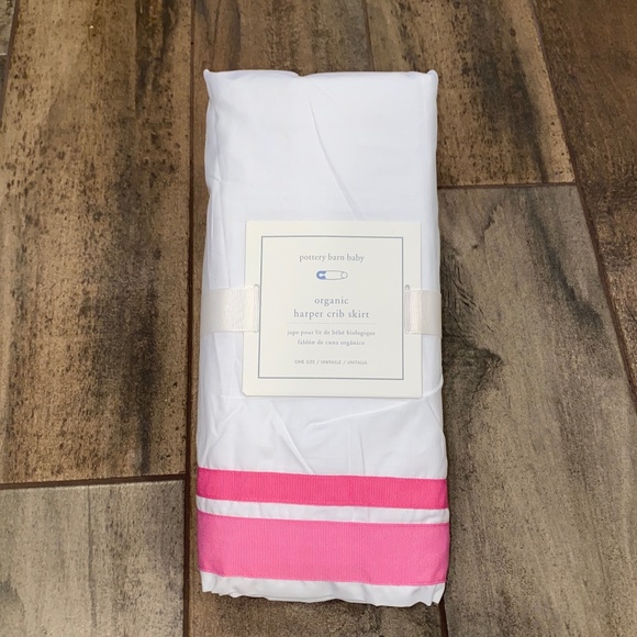 Harper Baby Bedding Crib Skirt (Pink/White) PBK - Picture 3 of 6